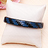 Men's black-blue leather bracelet with a gold-colored clasp