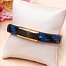 Men's black-blue leather bracelet with a gold-colored clasp