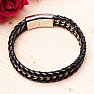 Men's black leather bracelet Curb - clasp silver color 1.4 cm