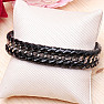 Men's black leather bracelet Curb - clasp silver color 1.4 cm