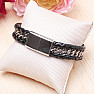 Men's black leather bracelet Curb - clasp silver color 1.4 cm