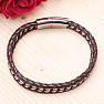 Men's brown leather bracelet Curb - clasp silver color 1.4 cm