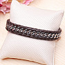 Men's brown leather bracelet Curb - clasp silver color 1.4 cm