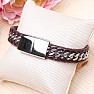 Men's brown leather bracelet Curb - clasp silver color 1.4 cm