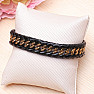 Men's black leather bracelet Curb - gold-colored clasp 1.4 cm