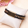 Men's black leather bracelet Curb - gold-colored clasp 1.4 cm