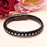 Men's black leather bracelet Rope black clasp