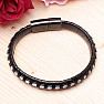 Men's black leather bracelet Rope black clasp