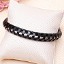 Men's black leather bracelet Rope black clasp