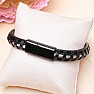 Men's black leather bracelet Rope black clasp