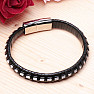 Men's black leather bracelet Rope clasp silver color