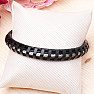 Men's black leather bracelet Rope clasp silver color