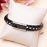 Men's black leather bracelet Rope clasp silver color