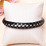 Men's black leather bracelet Rope buckle gold color