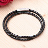 Men's black leather wrap bracelet 42 cm