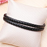 Men's black leather wrap bracelet 42 cm