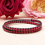 Men's red and black leather wrap bracelet 42 cm