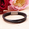 Men's brown leather wrap bracelet 42 cm