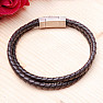 Men's brown leather wrap bracelet 42 cm