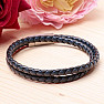 Men's blue-black leather wrap bracelet 42 cm