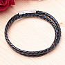 Men's blue-black leather wrap bracelet 42 cm