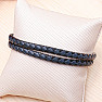 Men's blue-black leather wrap bracelet 42 cm