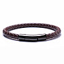 Men's brown leather bracelet with black clasp