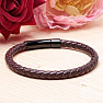 Men's brown leather bracelet with black clasp