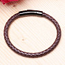 Men's brown leather bracelet with black clasp