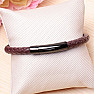 Men's brown leather bracelet with black clasp