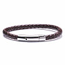 Men's brown leather bracelet with a silver-colored clasp