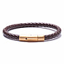 Men's brown leather bracelet with a gold-colored buckle