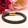 Men's leather fashion bracelet black and gold