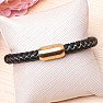 Men's leather fashion bracelet black and gold