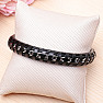 Men's black leather bracelet Curb color silver buckle black