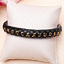 Men's black leather bracelet Curb - gold-colored clasp