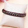 Men's brown leather bracelet Curb color silver buckle black