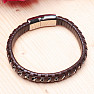 Men's brown leather bracelet Curb - silver-colored clasp