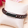 Men's brown leather bracelet Curb - silver-colored clasp