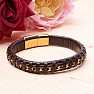 Men's brown leather bracelet Curb - gold-colored clasp