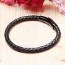 Men's black leather bracelet with black clasp