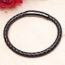 Men's black leather bracelet with black clasp