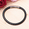 Men's black leather bracelet with a silver-colored clasp