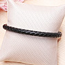 Men's black leather bracelet with a silver-colored clasp