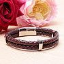 Men's brown leather double bracelet