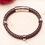 Men's brown leather double bracelet