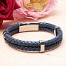 Men's blue leather double bracelet