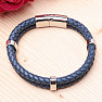 Men's blue leather double bracelet