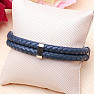 Men's blue leather double bracelet