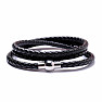 Men's black leather wrap bracelet 61 cm